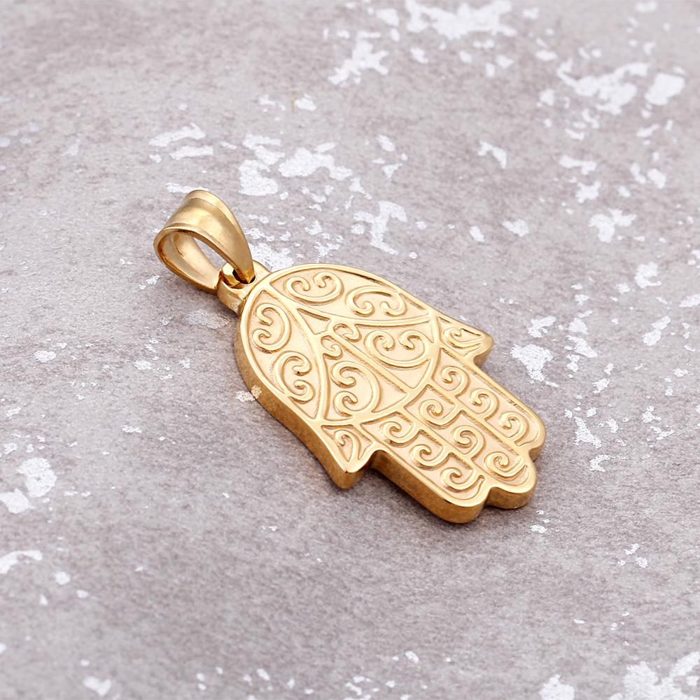 Gold Hamsa Hand Charm Pendant Stainless Steel