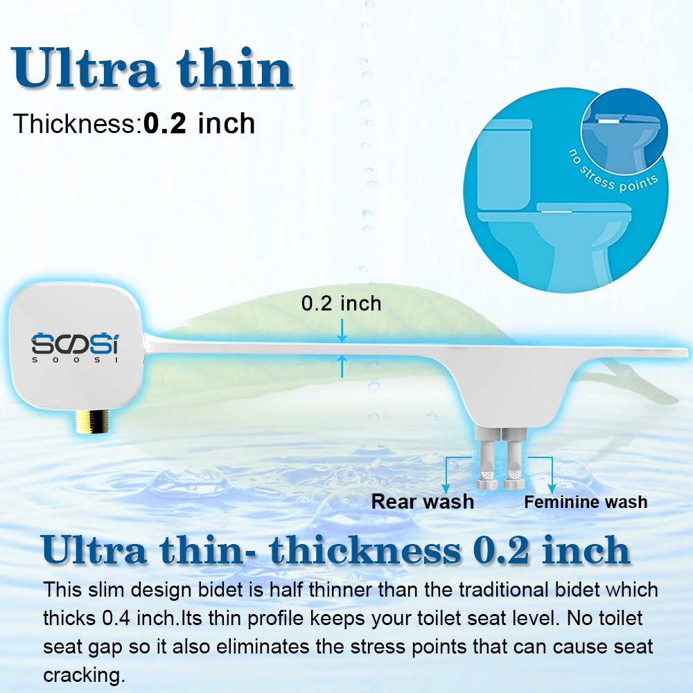 Icke-elektriskt ultratunt toliet sits bidéfäste justering av vattentryck  ss5610 vit