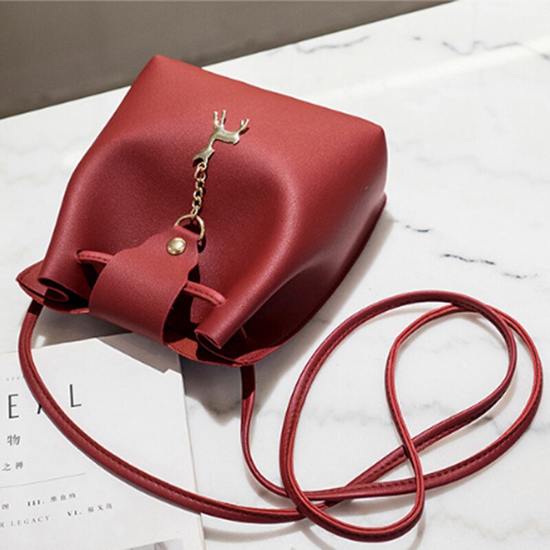Dames pu crossbody tas portemonnee met dierenhanger, kleine schoudertas met hertenhanger