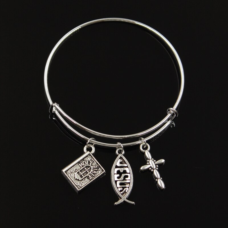 Sainte Bible jésus poisson croix pendentif bricolage à la main breloques hommes Bracelets femmes Bracelets bijoux Souvenir pour