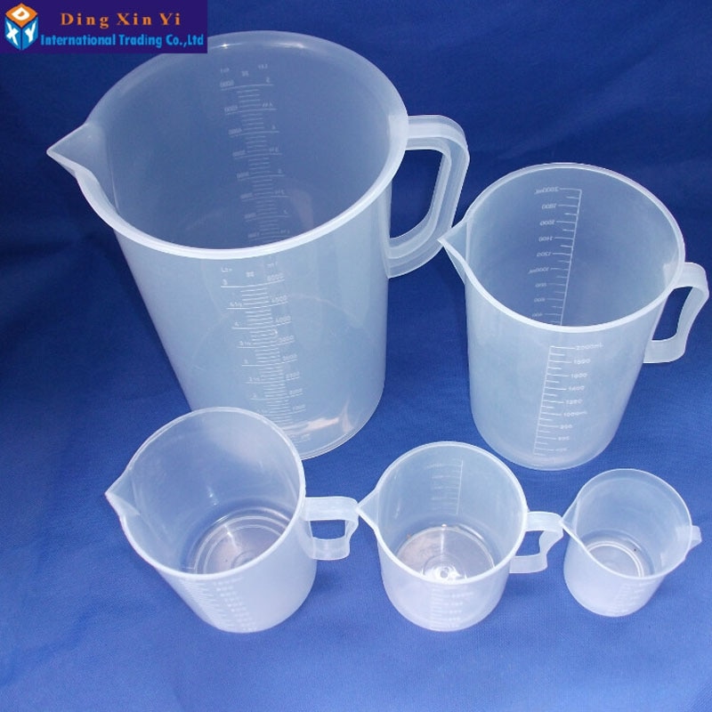 250 ml/500 ml/1000 ml/2000 ml/5000 ml plastic beker met handvat Clear White plastic Maatbeker Beker voor Lab Keuken