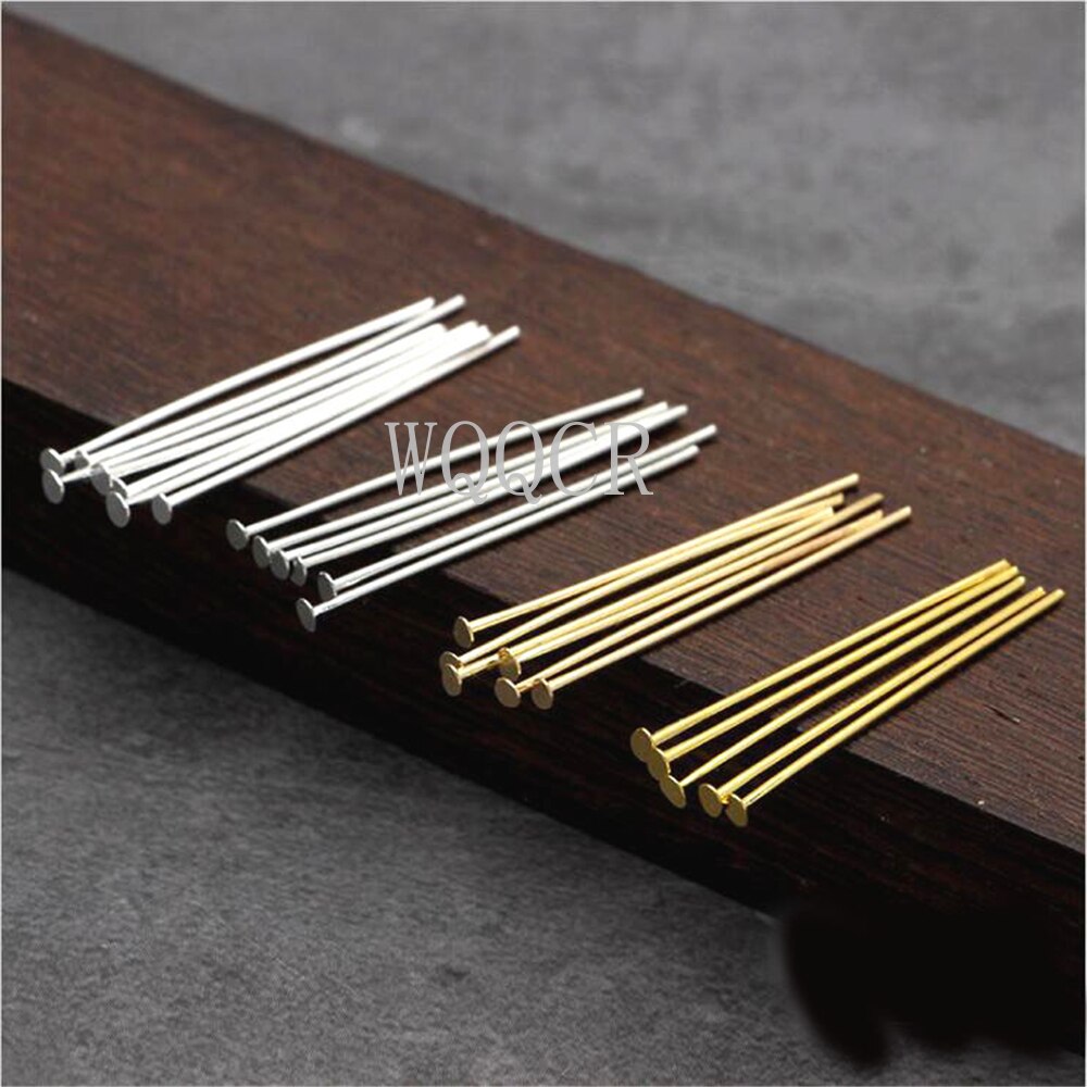 100pcs/Lot 15-70mm Multi-size Flat Head Pins Gold/Silver Color/Headpins for Jewelry Findings Making DIY Supplies