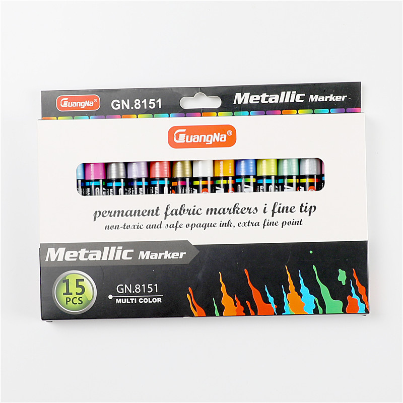 Gn 4/8/15/20/24 kpl sarja metallin värinen öljypohjainen maali tussi kynää 3.0mm tee itse musta kortti keraaminen käsityö kynämaalaus taidetarvikkeet: 15 väriä