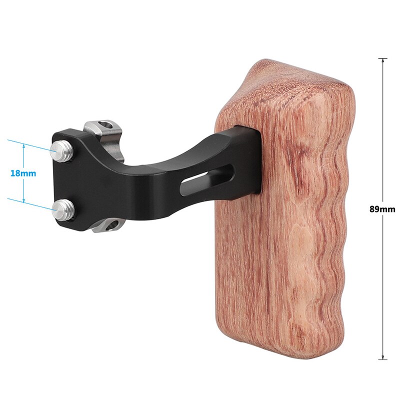 Reversible Wooden Hand Grip Medium Size with 1/4 inch -20 Thumbscrew Knob Right Side for DSLR Camera Cage Rig