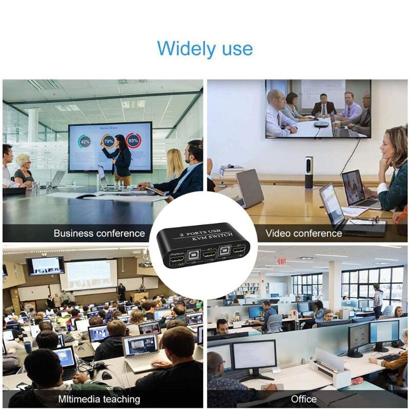 4K High Definition HDMI KVM Switch 2-Port USB Manual Switcher Box Keyboard Mouse Splitter