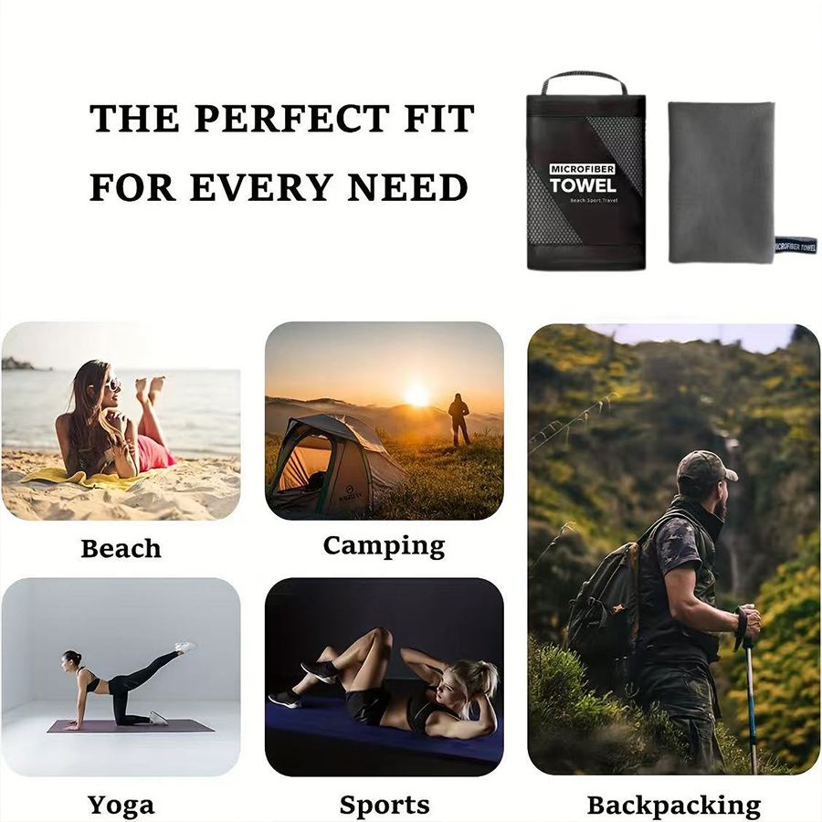 Mikrofaser-Schwimmen, Laufen, Sportzubehör, Strandhandtuch, schnell trocknend, moderner Stil, ideal für Camping, Strand, Fitnessstudio, Rucksackreisen