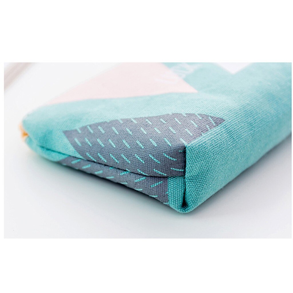 cuir porte-clés fermeture à glissière géométrique porte-monnaie Mini pièce sac de rangement mignon toile belle doux confortable porte-clés