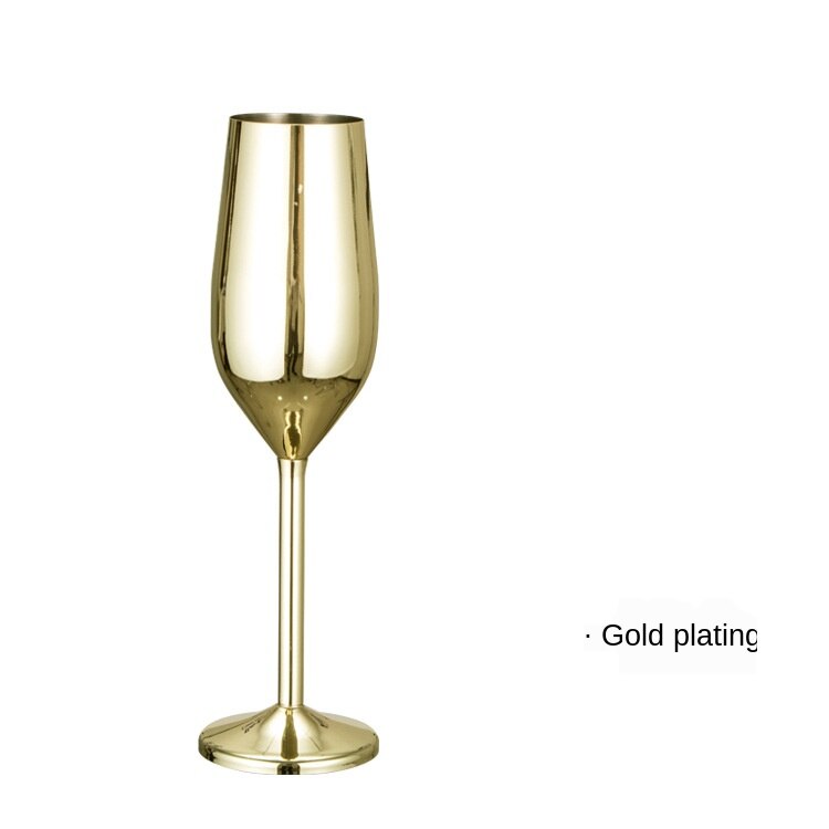 Copa de champán de acero inoxidable resistente a las caídas, copa de vino espumoso de estilo europeo, copa de vino de boda