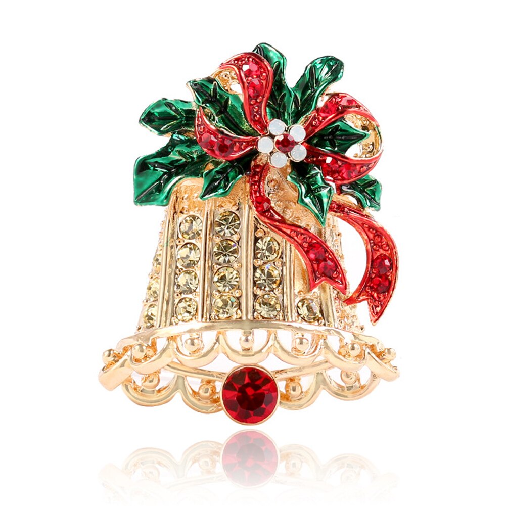 Etnische Stijl Broches Kerst Strass Boom Bell Broche Pin Crystal Kerstman Xmas Party Sieraden: 4