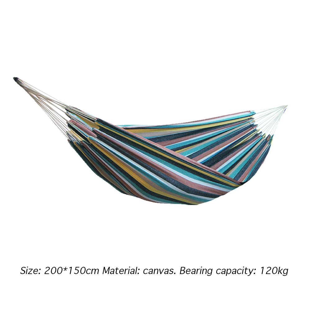 Canvas Hammock Thicken Leisure Stripe Double Single People Hanging Swing Bed Outdoor Garden Hammock Hanging Bed for Travel: B