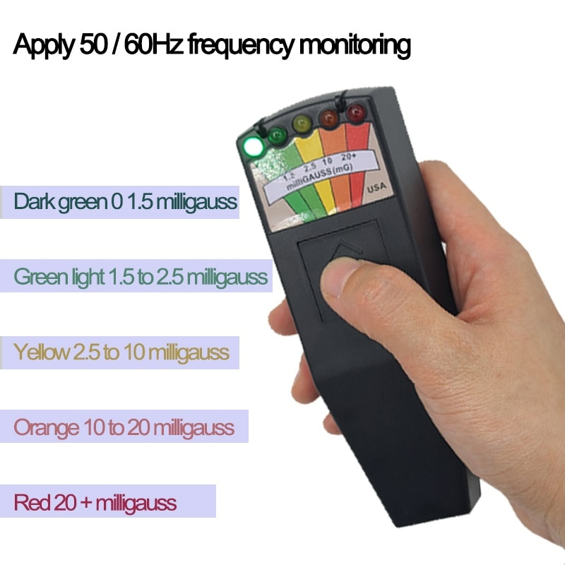 Electromagnetic Field EMF Gauss Meter Radiation Dosimeter Detector Portable EMF Magnetic Field Monitor 5 LED Gauss Meter