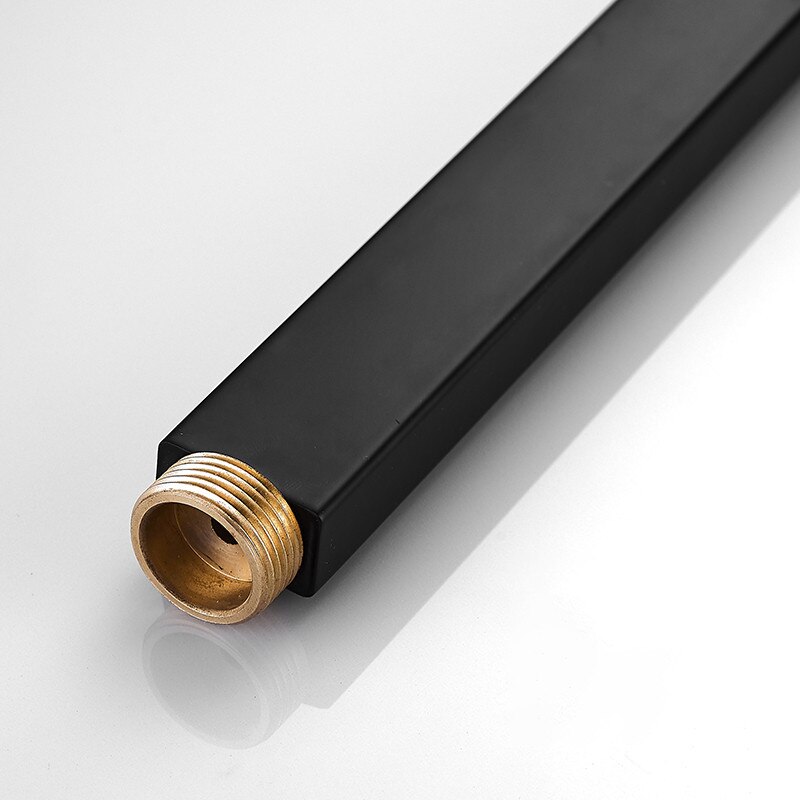 40CM Shower Extension Rod Bathroom Extra Extend Long Square Tube Bar Shower Faucet Set Black White Chrome Gold Bath System Pipe