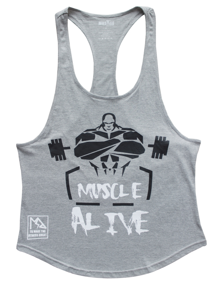 Muskel i live herre bodybuilding t-shirts fitness træning træning tøj fitness tshirt sport bomuld ærmeløse toppe mand mand: Xl / Grå