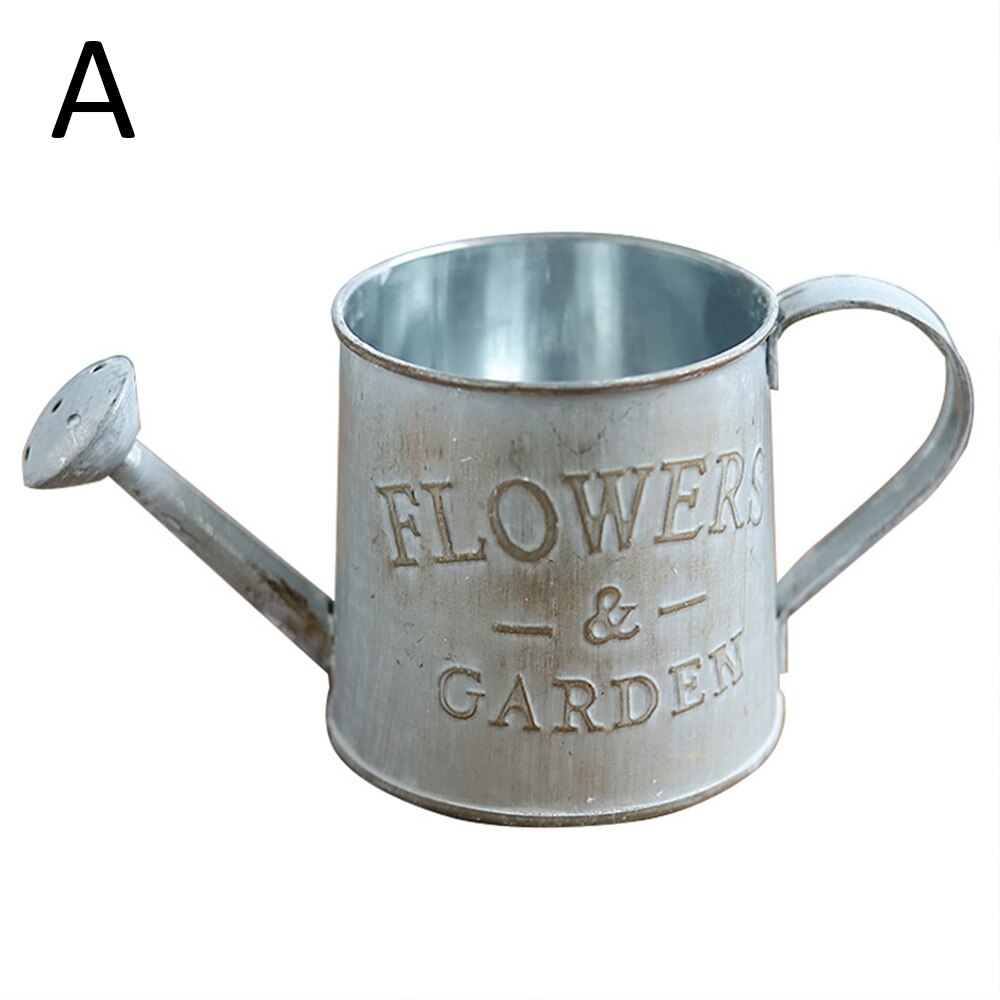 Vintage metall järnhink sprinkler hantverk vattning blommor arrangemang suckulenter blomvas foto rekvisita skrivbord heminredning: Gammal stil vit