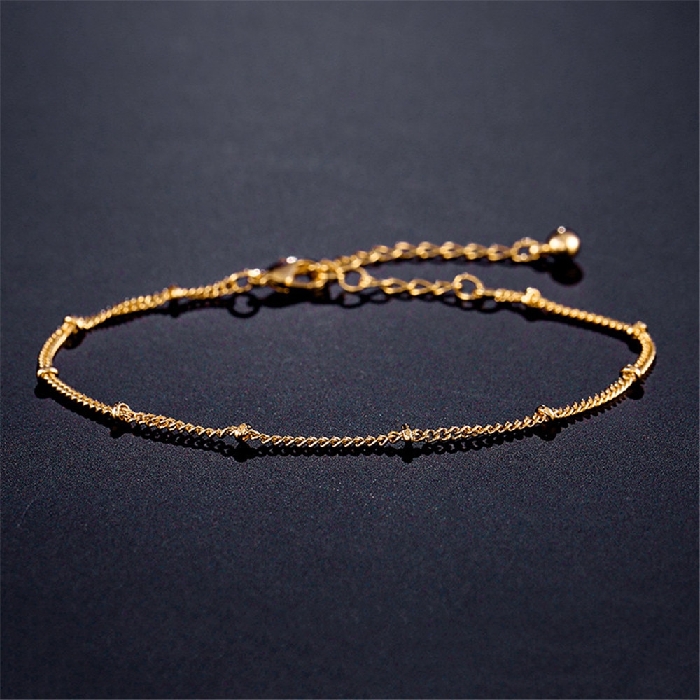 Visunion Tiny Thin Bracelet Copper Beads Curb Chain Bracelet Rose Gold Silver Color Bracelet Accessories for Women Jewelry