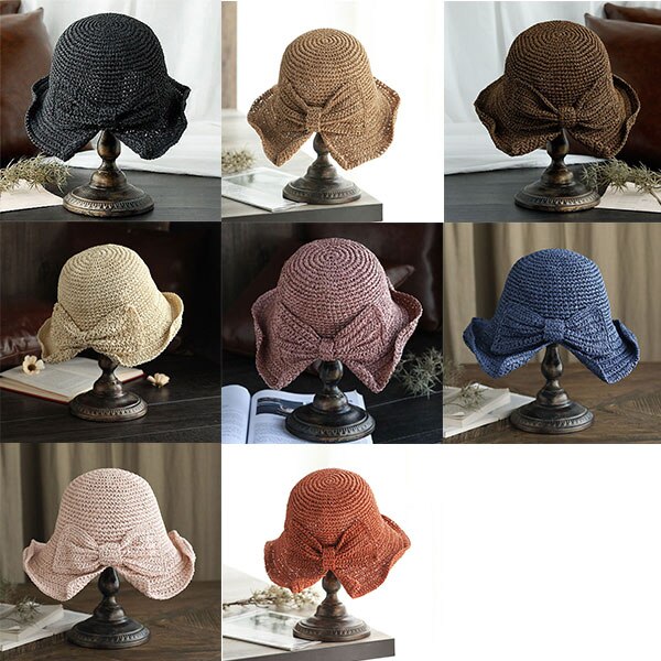 Brim and Bow Summer Hat Summer Hat Foldable Wide Brim Floppy Straw Sun Hat Summer Beach Hat for Women Girl DO2