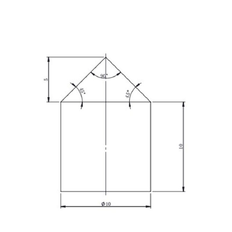 90 degrees conic lens 10 mm height of 15 mm in diameter