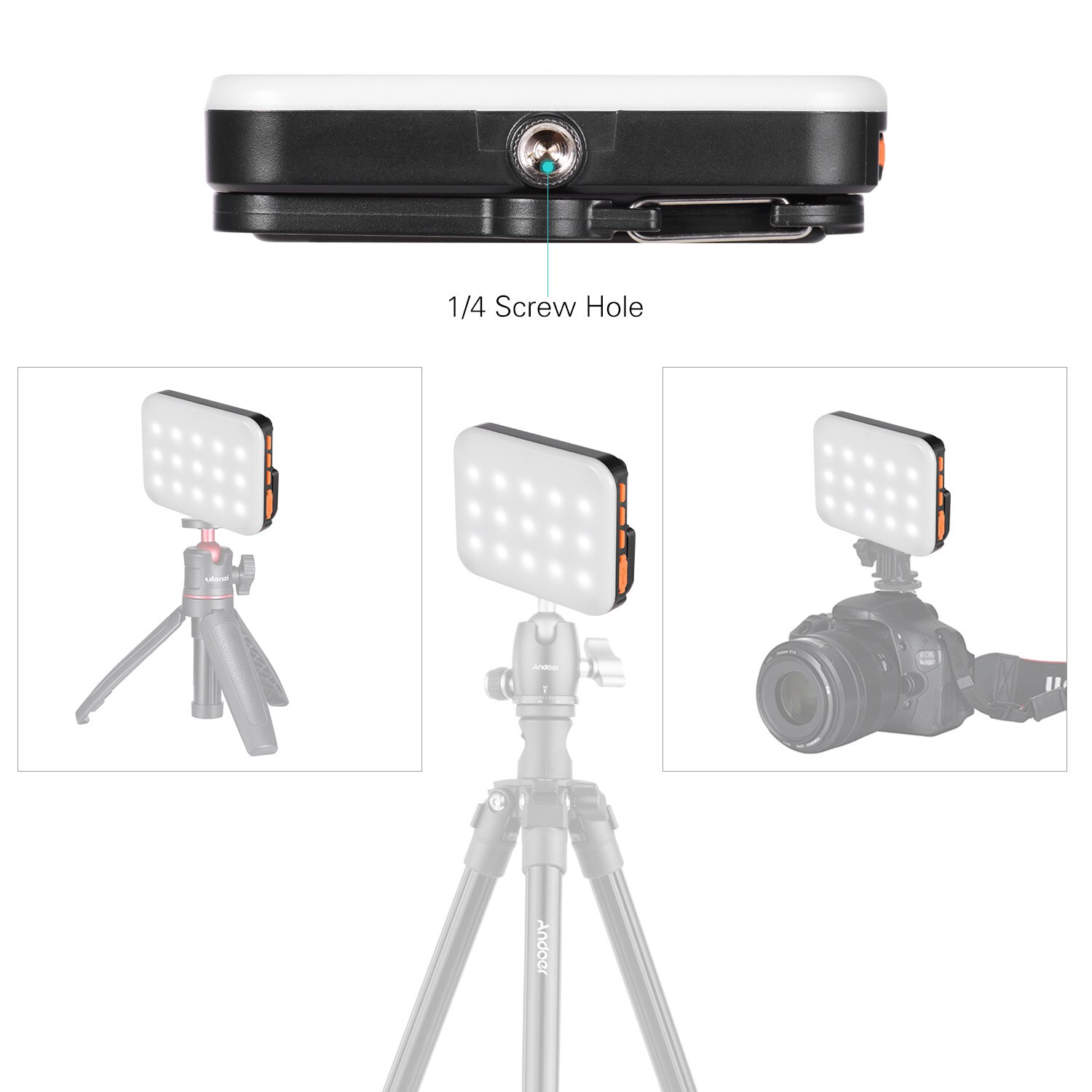 Andoer-Lámpara LED de fotografía con luz de relleno RGB LY-01, superbrillante, multifuncional, 3200K-6500K, batería integrada, color negro