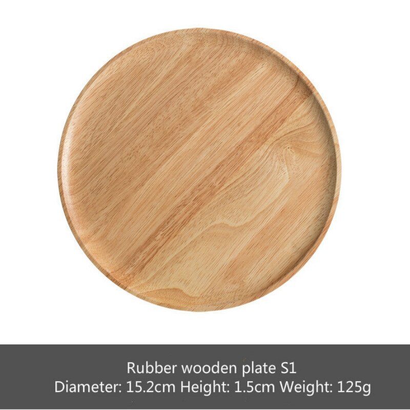 2 Japan-Style Rubber Wooden Tray Acacia Mangium Tableware Household Simple Solid Wood Disc Steak Cake Snack Healthy Wooden Dish: Rubber wooden S1