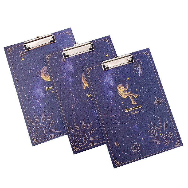 A4 Clipboard File Board Dream Starry Star Sky Clip Paper Clip Student Pad Board Word Folder