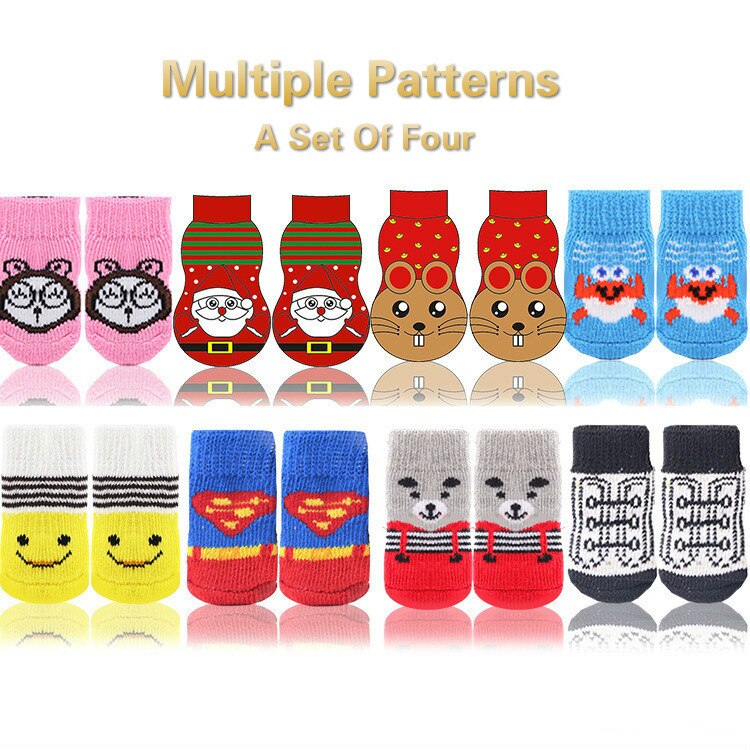 perro Calcetines Navidad Año mascotas Calcetines 4 unids/set Hond Perros Chien cachoro Dla Psa Gratis Para O Brasil Caes Calcetines