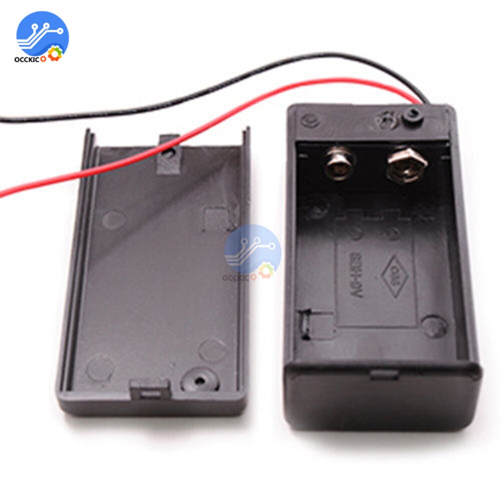 9V PP3 Battery Holder Box Case with Wire Lead ON/OFF Switch Portable Battey Pack Cover + DC 2.1mm Plug