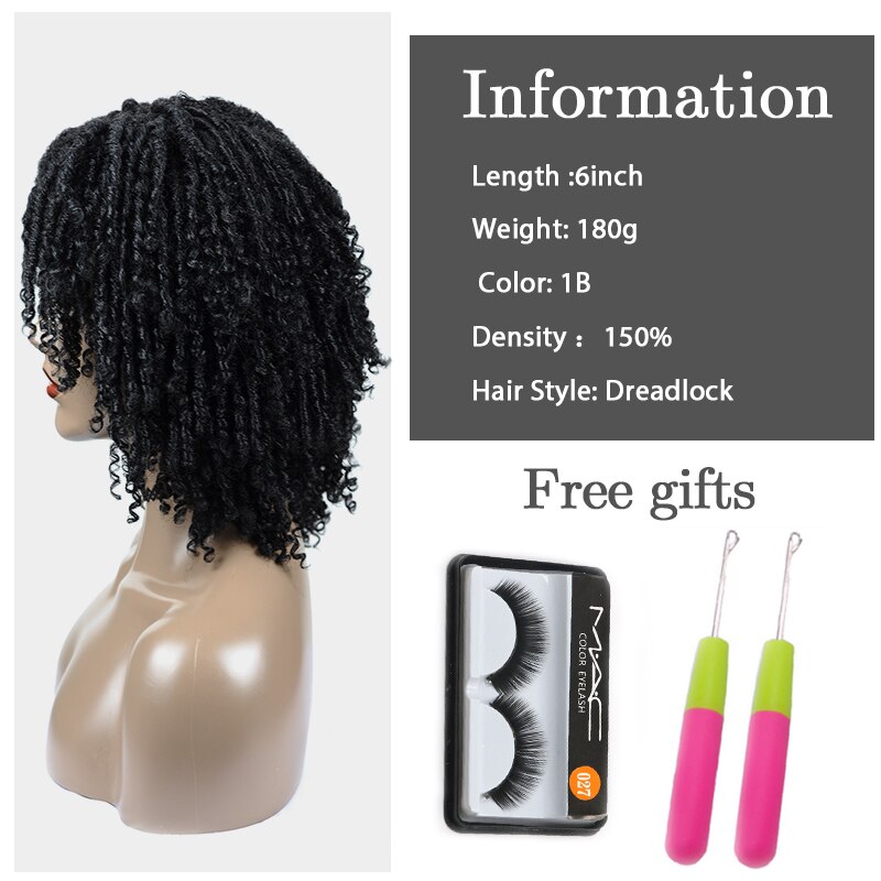 Short Faux Locs Crochet Braided Hair Wigs for Black Women Rasta Dreadlocks Wig Synthetic Black Soft Locs Crochet Twist Hair Wig