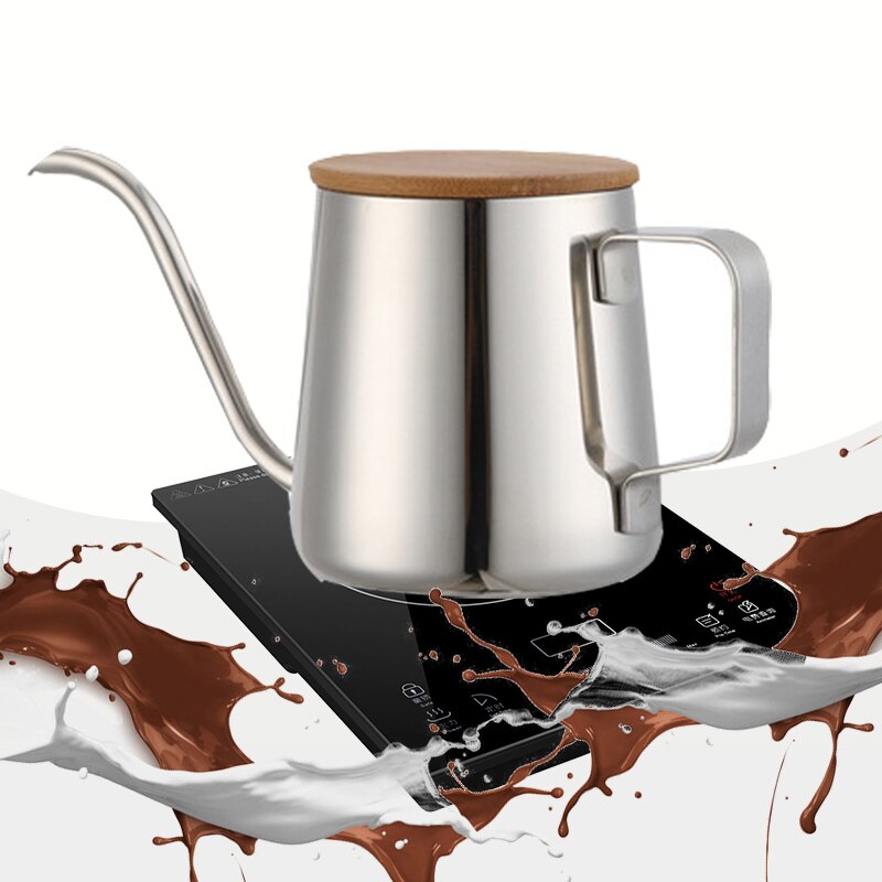 Gunot 350 Mlmaker Koffie Pot Roestvrijstalen Ketel Pot Zwanenhals Theepot Waterkoker Inductie Fornuis Koffiezetapparaat Met Deksel Koffie Pot