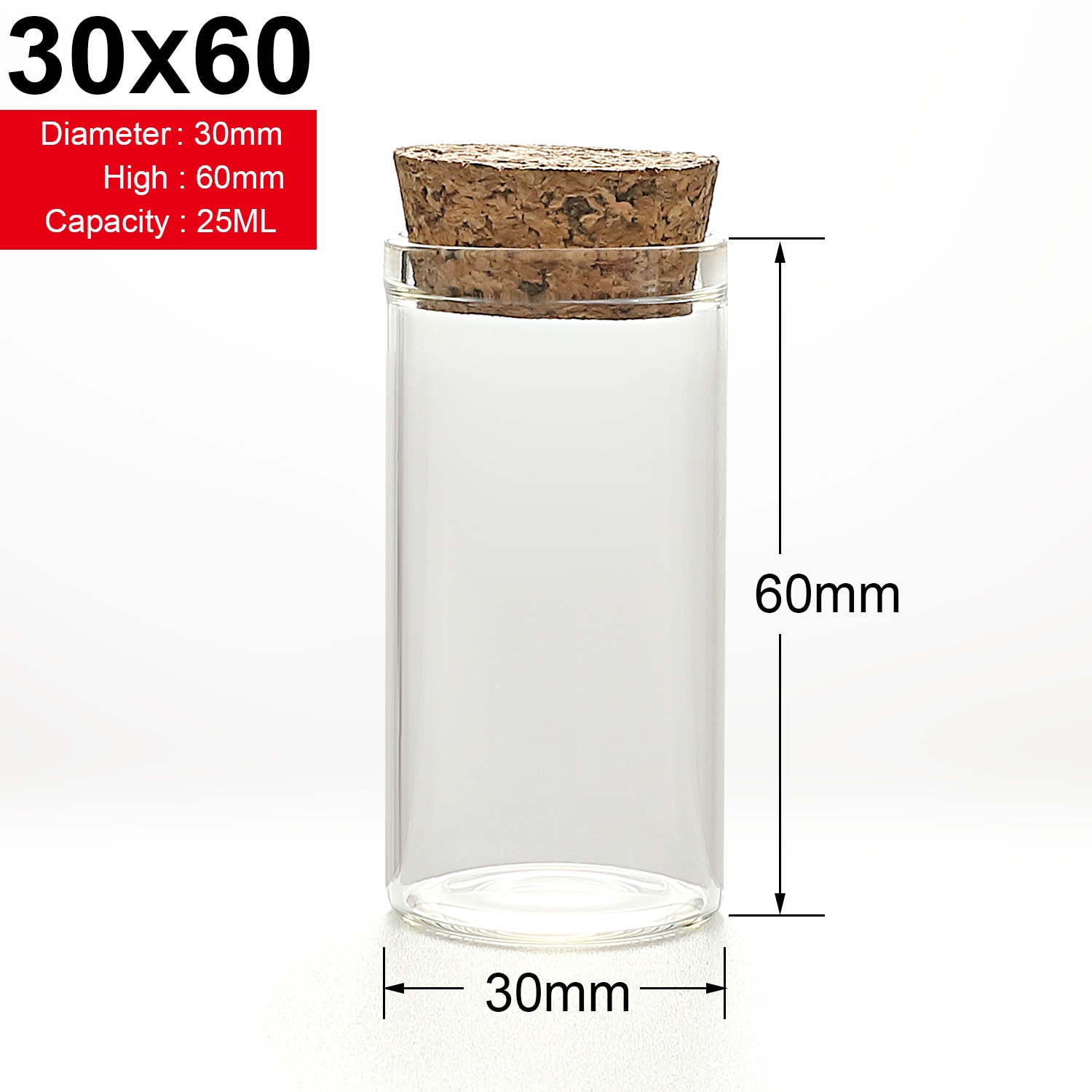 Glasflaskor med kork hantverk flaskor burkar bröllop 15ml 20ml 25ml 30ml tomma burkar behållare flaskor 10 st