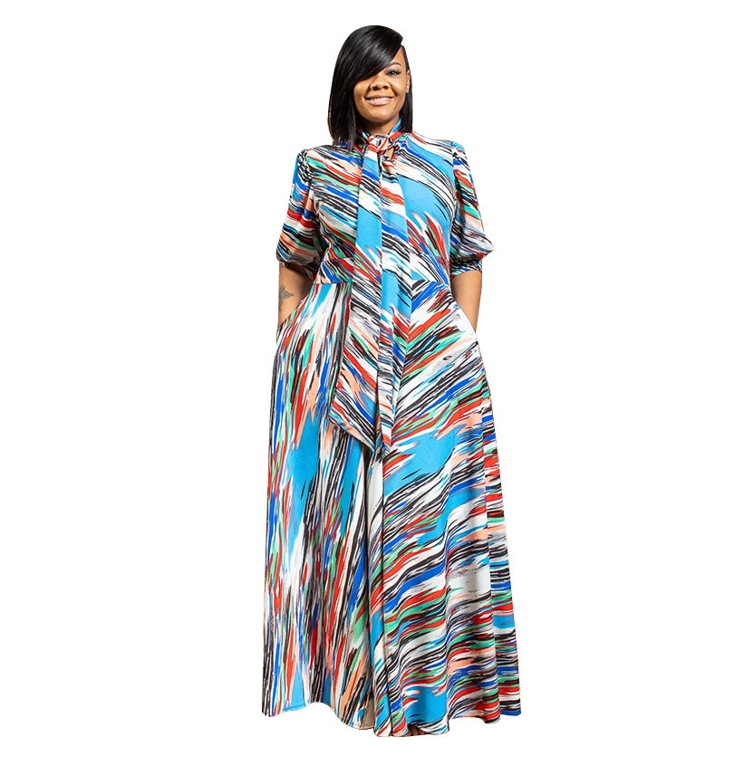 Vestidos africanos para mujer, ropa africana, vestido largo musulmán, vestido africano para dama.: Azul / 5xl