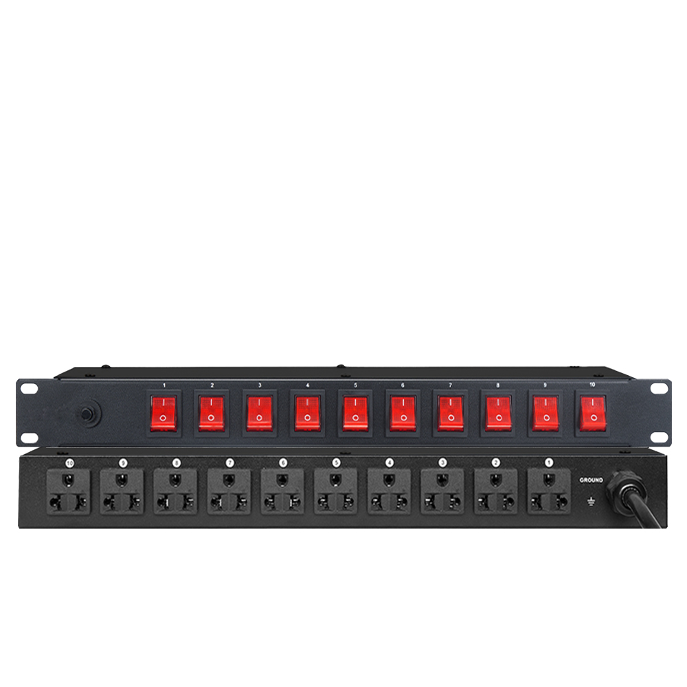 10 Channel High Power Equipment Power Supply Controller Independent Air Switch Power Sequencer: black