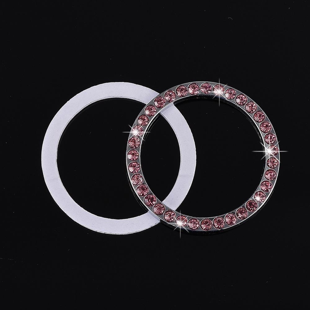 Auto Startknop Ontsteking Ring Met 4 Stuks Autoband Ventieldopjes Bling Crystal Rhinestone Decor Voor Auto Interieur