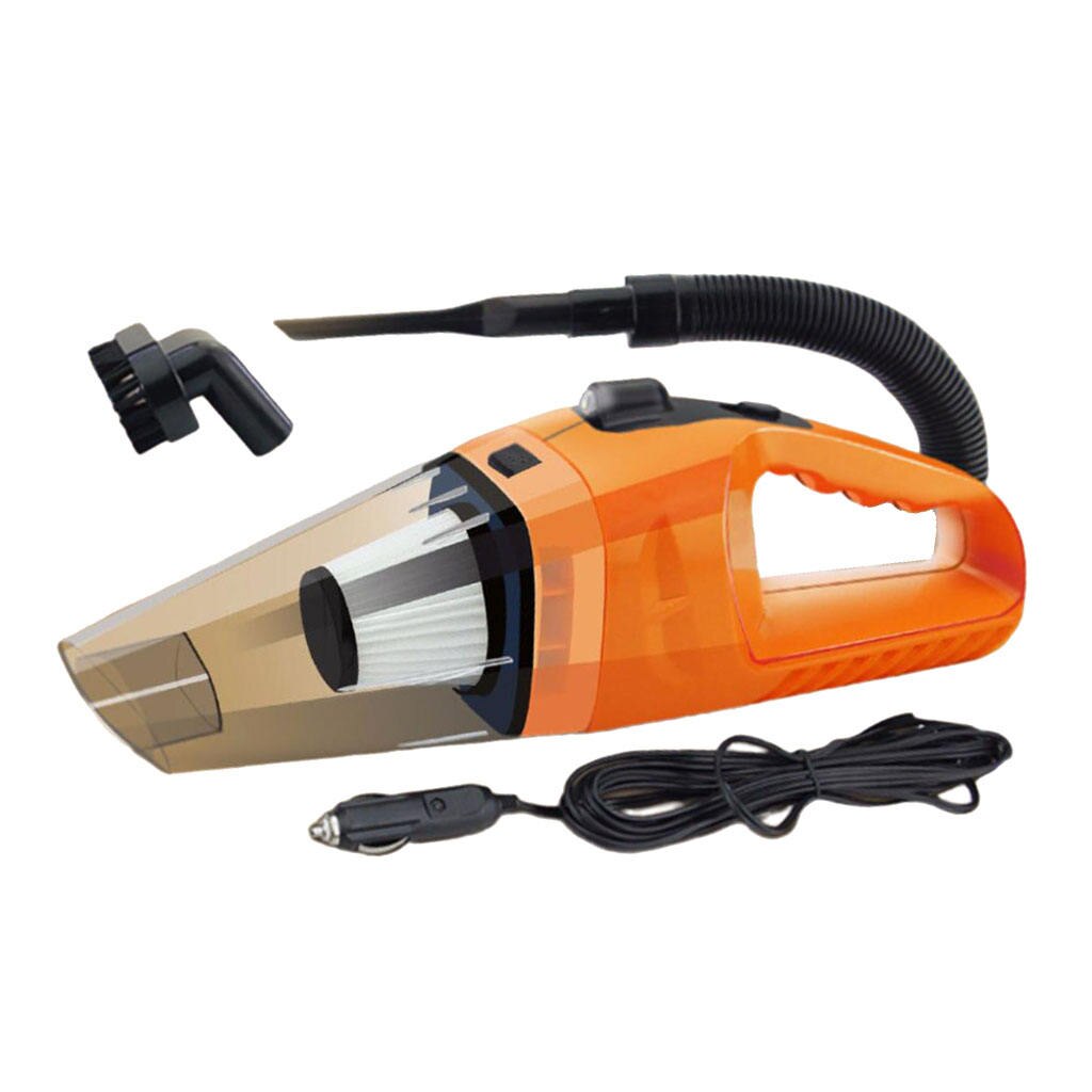 Car Vacuum Cleaner HEPA Wet Dry 12 Volt 120W Portable Handheld Rechargeable: Orange with Light