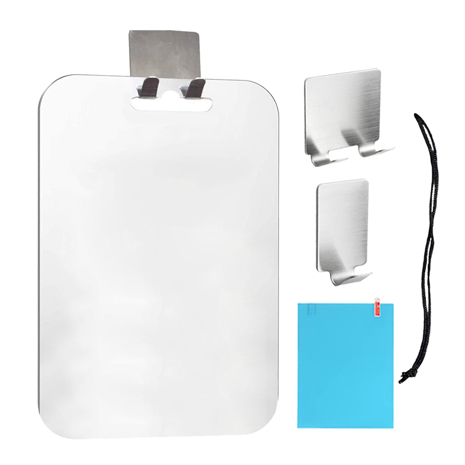 Deluxe Large Fogless Shower Mirror 2 Adhesive Hooks Acrylic Fog-Free Frameless Bathroom Makeup Shave Portable Men Women