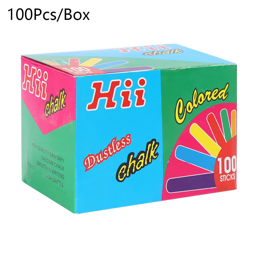 100 stk/eske fantastiske kritt i blandede farger tegning skrivekritt pinner låve skole tavle tegning skrive kritt merke penn verktøy