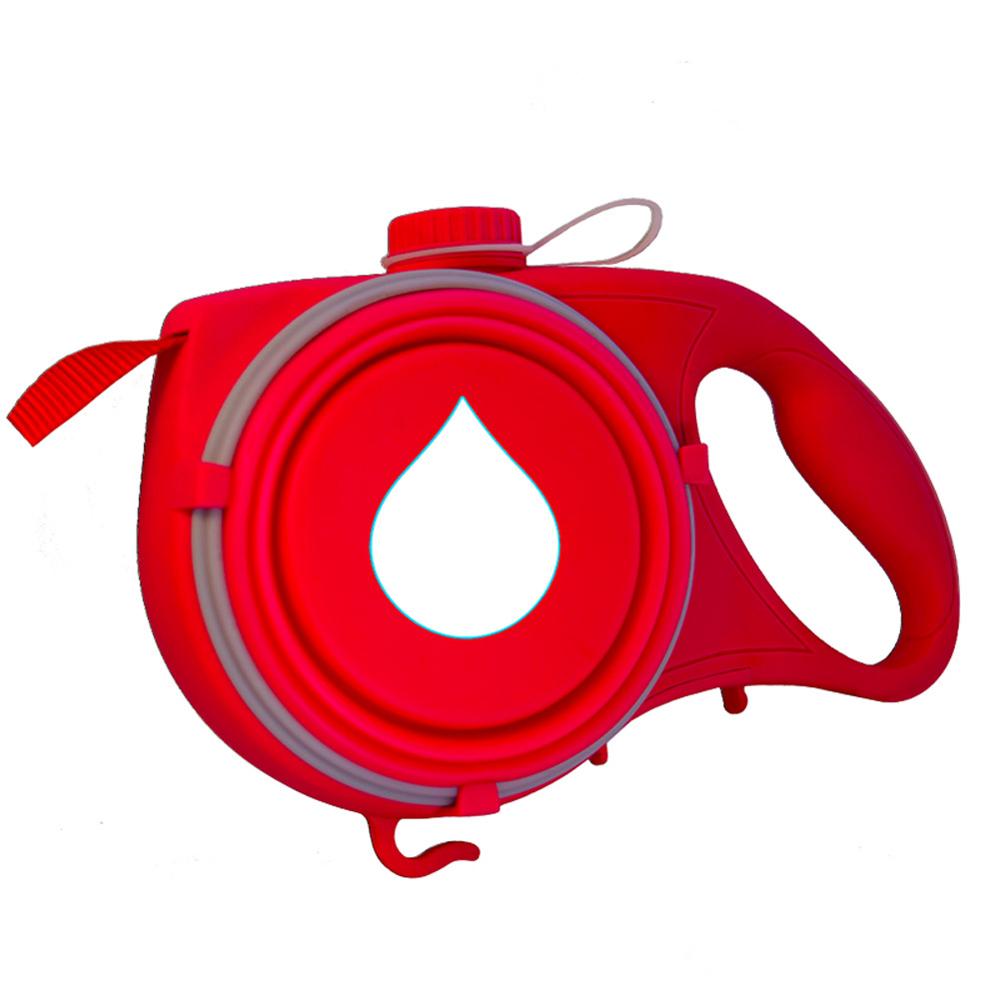 Multifunction Pet Dog Leash with Built-in Water Bottle Bowl Waste Bag Dispenser Outdoor Walking: red