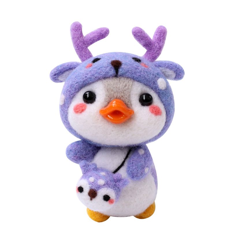 Elk Penguin Wool Felt Craft DIY Unfinished Poked Set Handcraft Material Bag Pack: 11