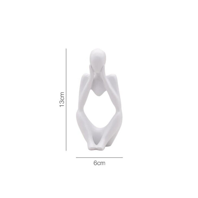 Home Decoratie Hars Sculptuur Denker Karakter Abstract Standbeeld Art Europese Stijl Voor Home Decor Moderne Kantoor Plank Desktop: White A