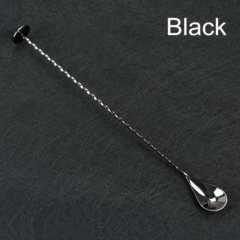 Blande cocktail ske rustfrit stål røremaskine spiral mønster plating snoet langt håndtag cocktail røre bartending bar ske