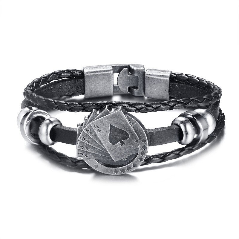 ZORCVENS 2022 Neue Jahrgang rüder Charme Armbinde für Männer Multi-schicht Leder Seil Armbänder Armreifen: 83335