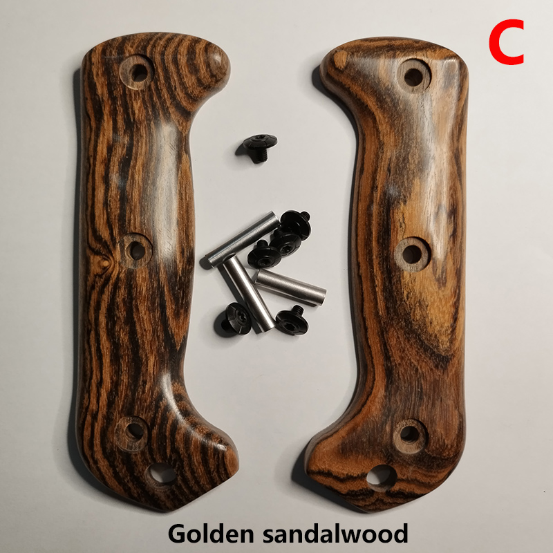 3 Types Custom Natural Solid Wood Knife Handle Scales WIth Screw Sets For Kabar BK2 BK9 Knives Grip DIY Make Accessories Parts: GOLD