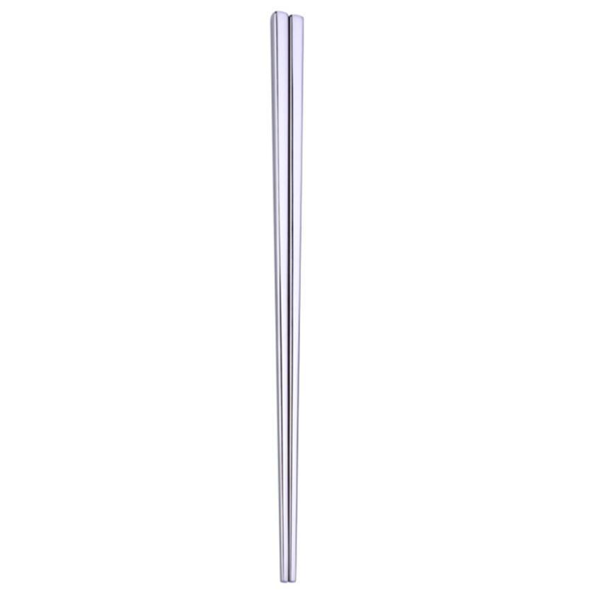 1 par spisepinner rustfritt stål servise fargerik lengde 23cm sushi pinner spisepinner: Sølv