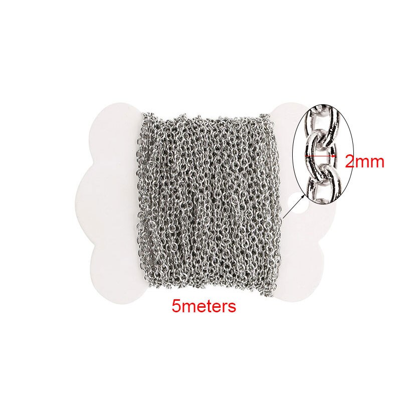 5Meter Rvs Kettingen Bulk Voor Ketting Armbanden Dia 2Mm Goud Kleur Metal Link Kettingen Veel Diy Sieraden maken Levert