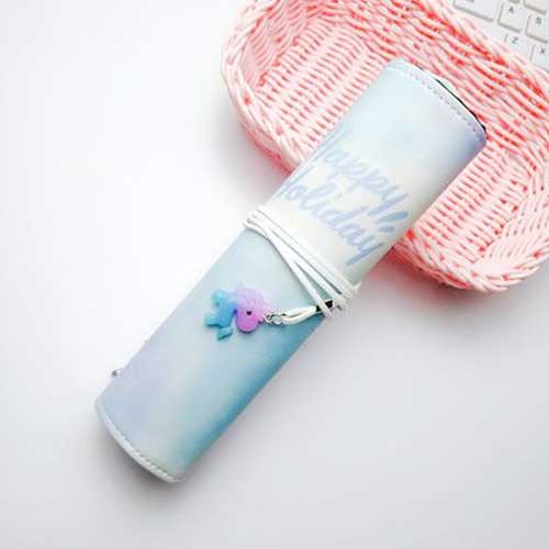 Dream Unicorn Pencil Case for Girls School Supplies Super Big School Stationery Pencil Box Pencilcase korean kawaii bag: B-Style-Blue letter