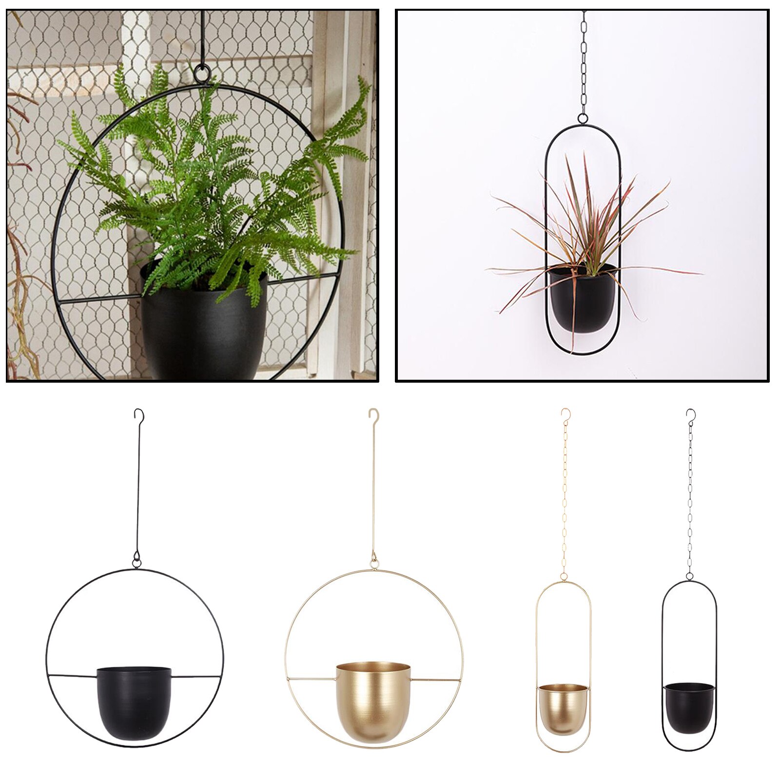 Metal Hanging Plant Planter Mini Pot Decoration Wall Hanging Garden Balcony Flower Vase Patio Front Porch Basket