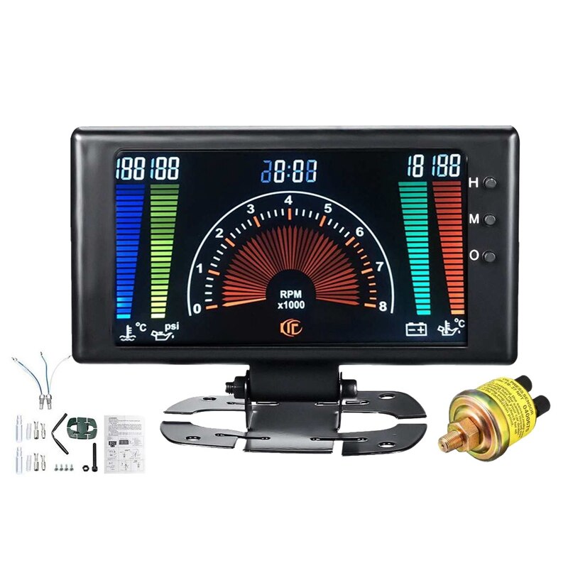 Auto 6 in 1 Auto LCD Digital Manometer Öl Druck Spannung Wasser Temperatur Öl Temperatur Tachometer RPM 8-18V