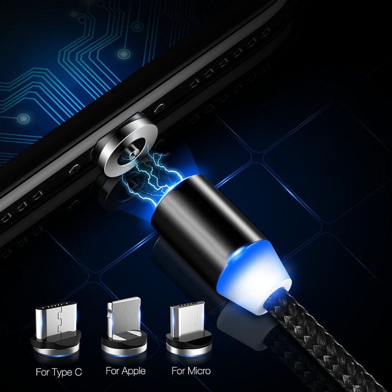 Magnetisk kabel micro usb type c opladningskabel til samsung iphone 7 6 oplader hurtig magnet kabel usb c ledningsadapter