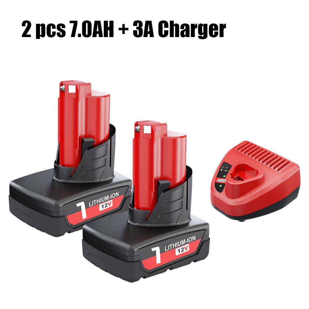 for Milwaukee M12 Battery 12V 7.0AH/8.0AH Replacement Batteries for Milwaukee M12 48-11-2401 48-11-2402 48-11-2411: SKY BLUE