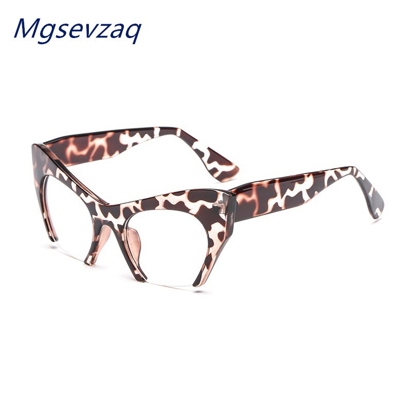Trendy kvindelige briller halv stel cat eye personlighed klassisk all-match transparent brille stel: C3