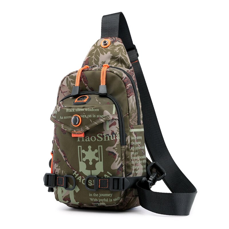 Nylon Men Chest Bag Rucksack Casual Travel Motorcycle Riding Knapsack Cross Body Bags Male Brand Shoulder Bags: Camouflage Chest Bag